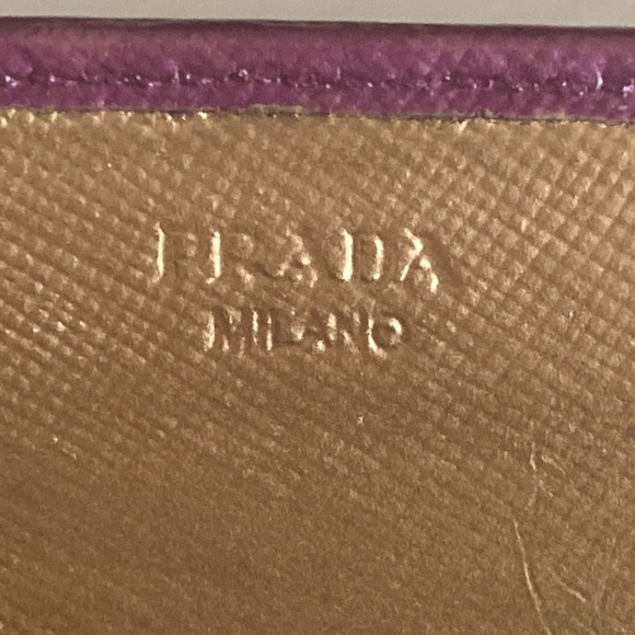 PRADA Purple Saffiano Leather Double Snap Wallet with Gift Box Wallet on Chain - Picture 15 of 17